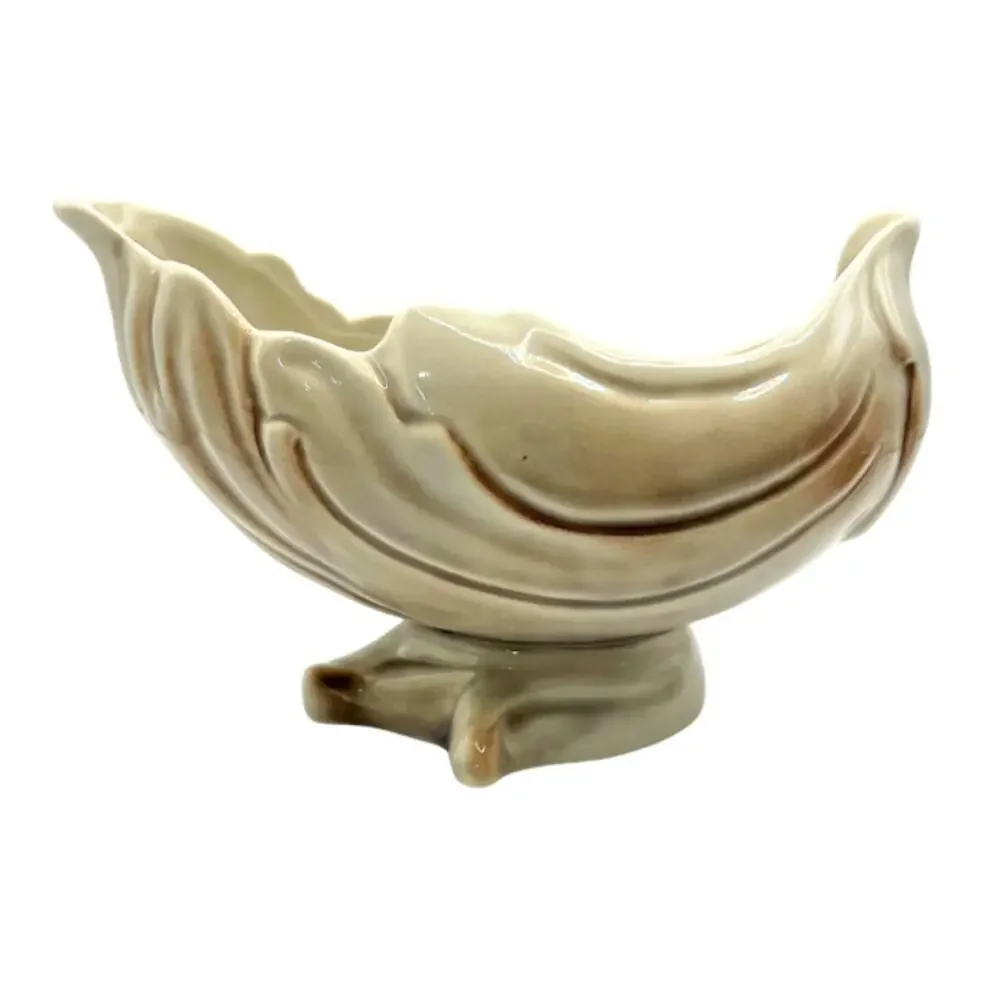 Roselane Pottery Vintage Mid Century Ceramic Leaf Planter Footed Bowl